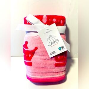 Caro Kids 2 Hand Towels Pink with Princess Crowns